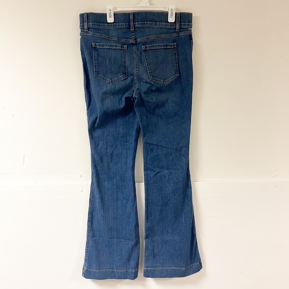 Spanx Flare Leg Pull On Denim Jeans Comfort Waist Vintage indigo Large Petite - Picture 7 of 9